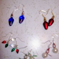 A small sampling of earrings available by Punkin B4 Midnite, Christmas- themed