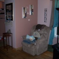 A picture of my lift chair that WSIB so graciously helped me to purchase. It is literally like sleeping on  a cloud!